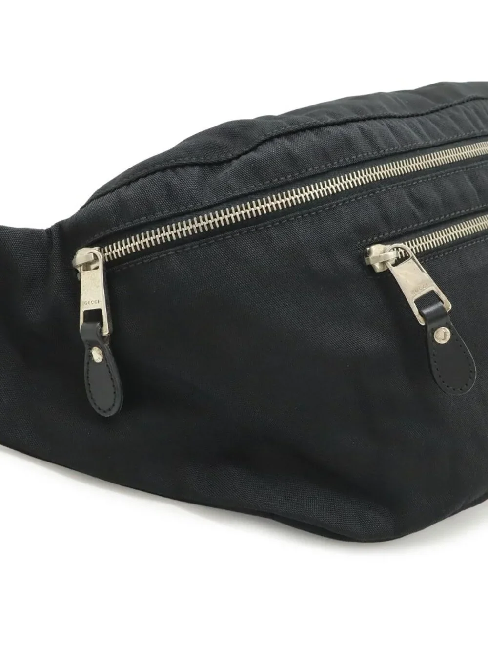 Gucci Belt Bag Waist Pouch Hip Nylon Canvas Black Silver - Picture 5 of 7